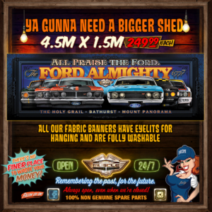 FORD FALCON ALMIGHTY 4.5M X 1.5M FABRIC BANNER