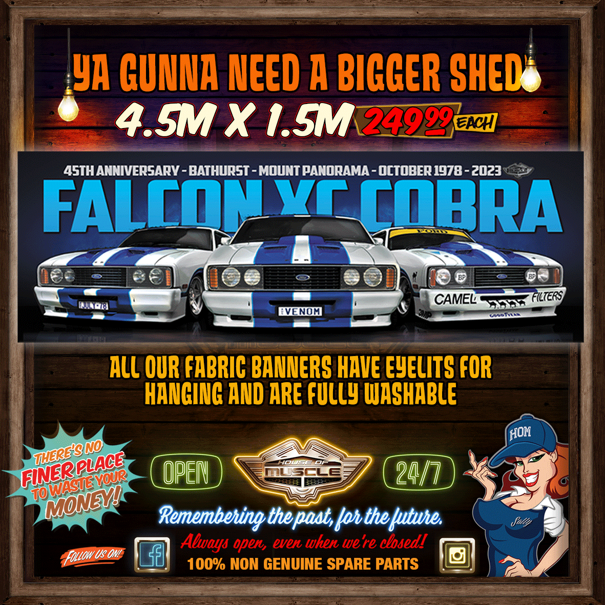 FORD FALCON COBRA 4.5M X 1.5M FABRIC BANNER