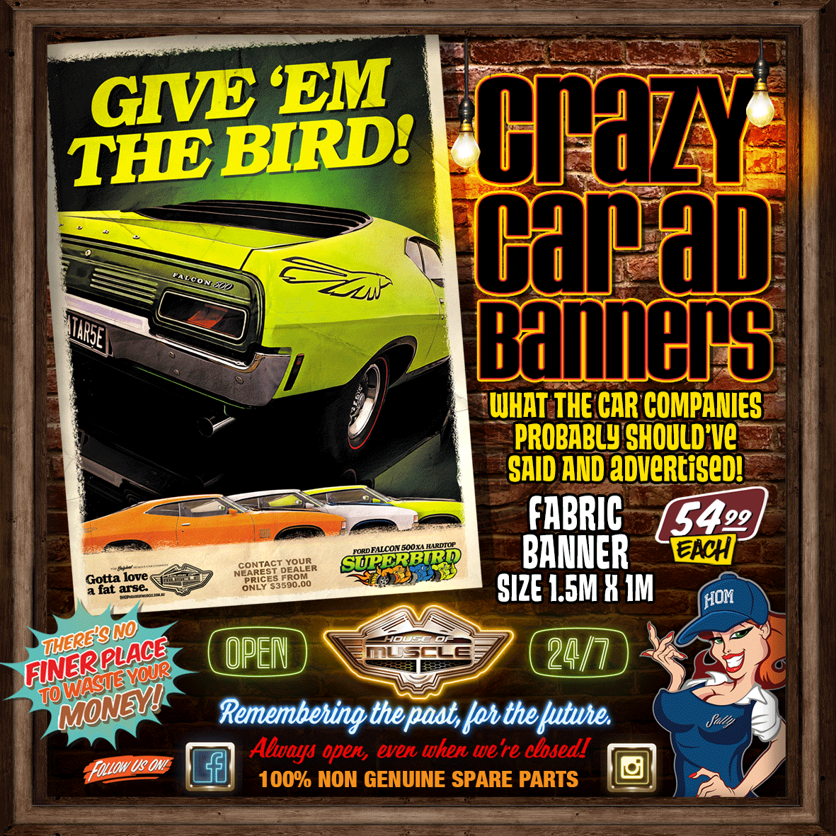 FORD FALCON 500 SUPERBIRD CAR AD FABRIC BANNER