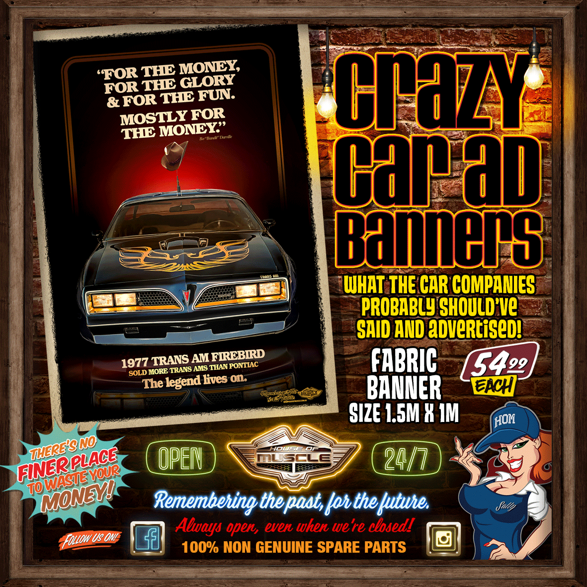 FIREBIRD TRANS AM CAR AD FABRIC BANNER