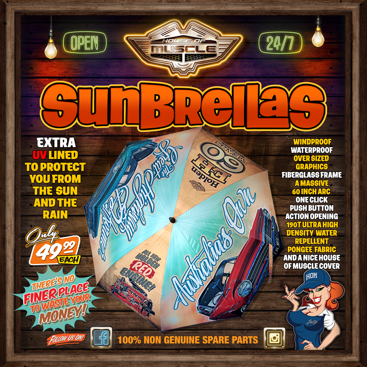 HOLDEN EH 60 YEARS UV LINED UMBRELLA