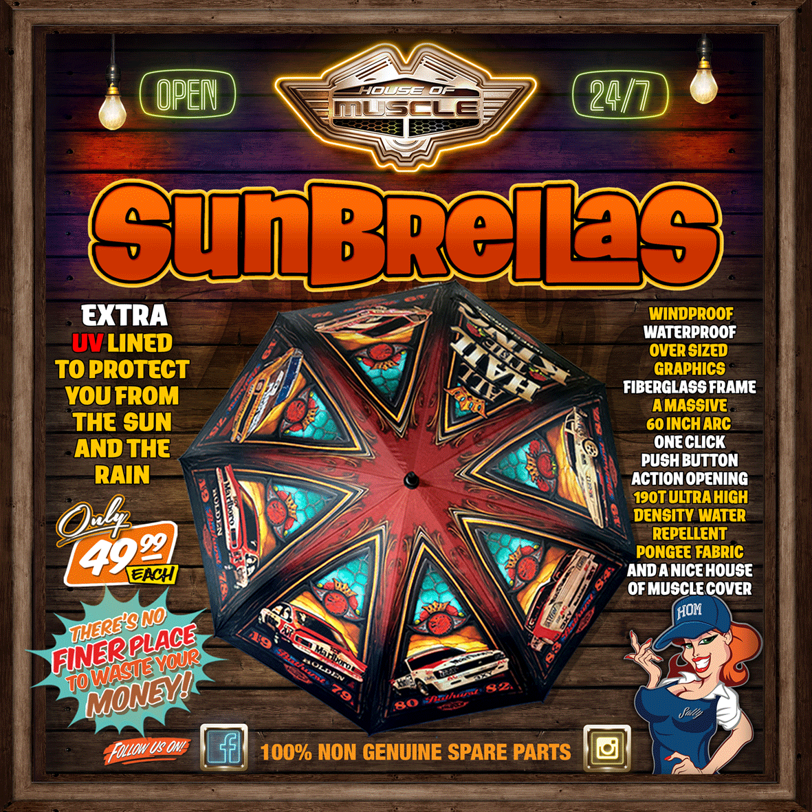 HOLDEN ALL HAIL THE KING UV LINED UMBRELLA